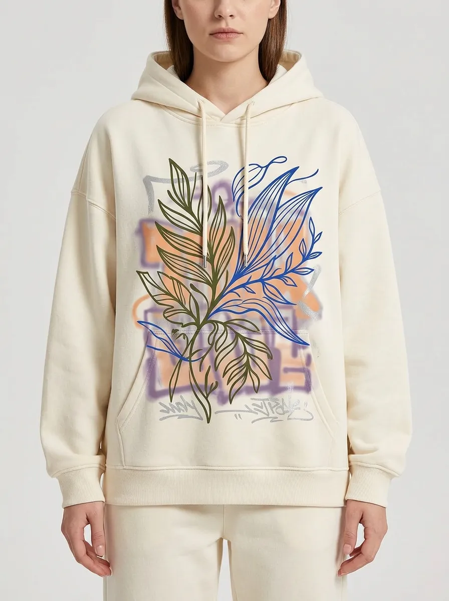Unisex Botanical Graffiti Art Hoodie