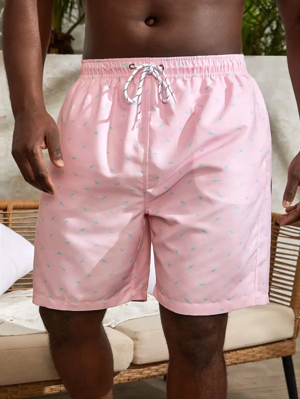 Men's Resort Allover Print Drawstring Swim Trunks