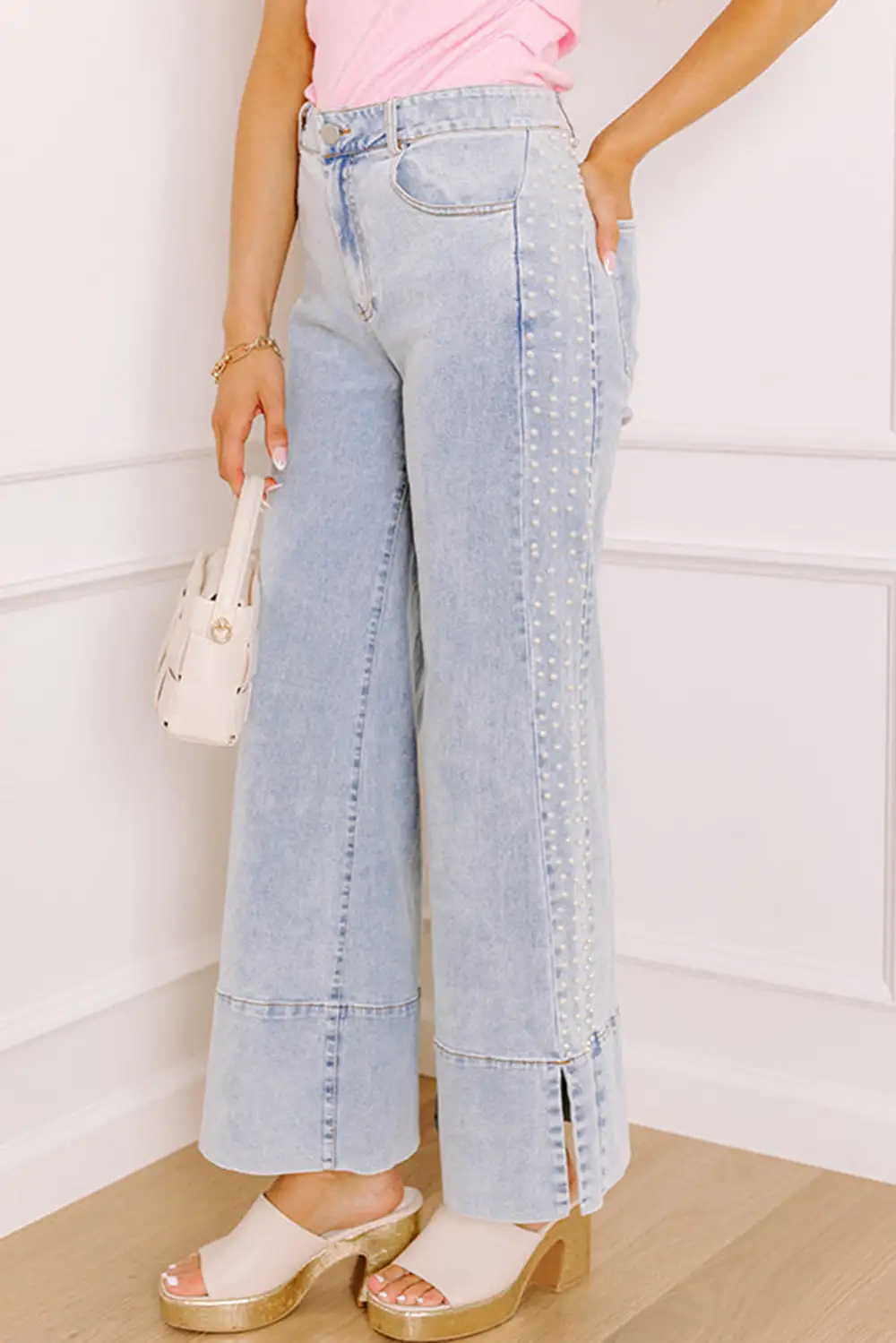 Cuffed Hem Comfy Denim Jeans