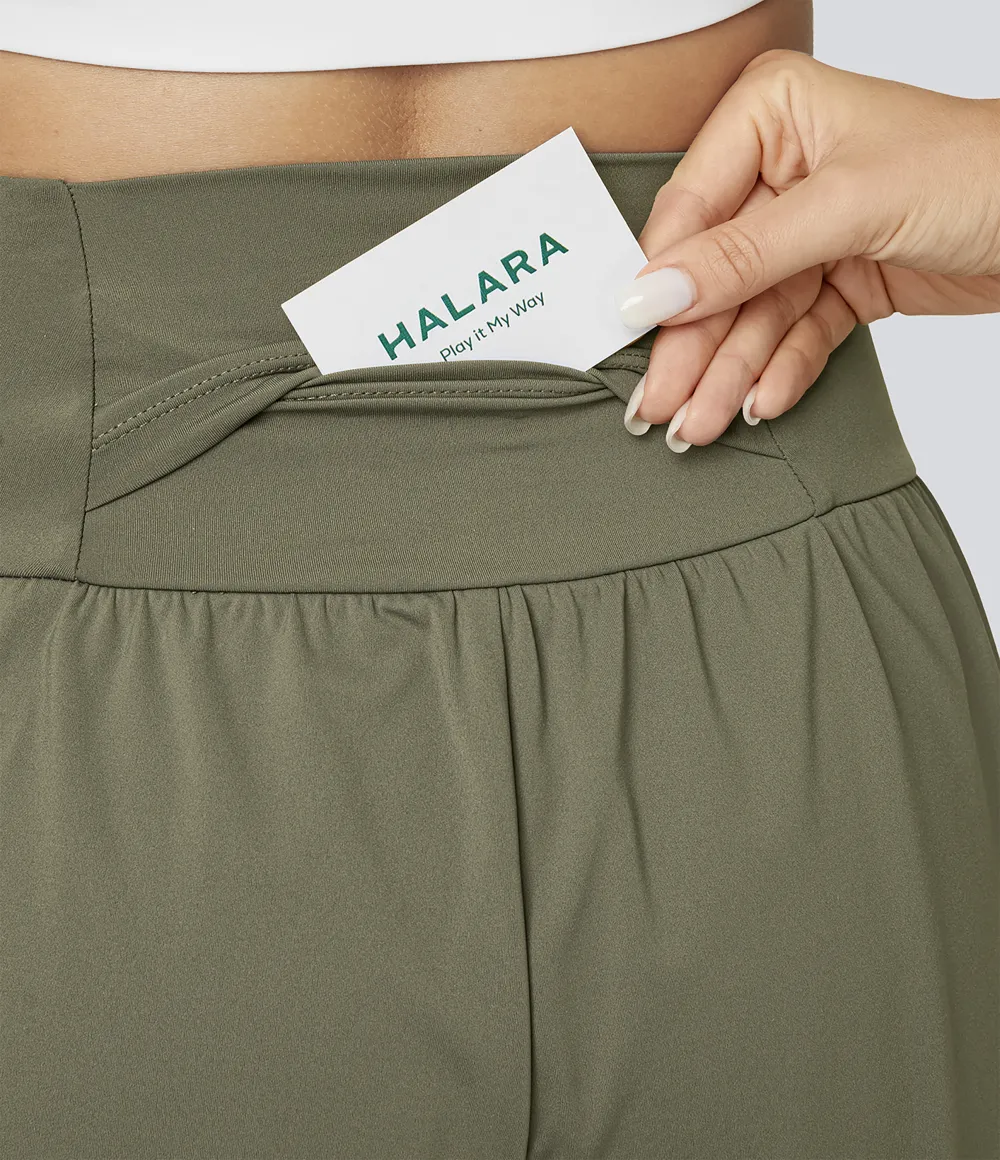 2026🔥 UK Super High Waisted Back Pocket & Side Hidden Pocket 2-in-1 Yoga Shorts