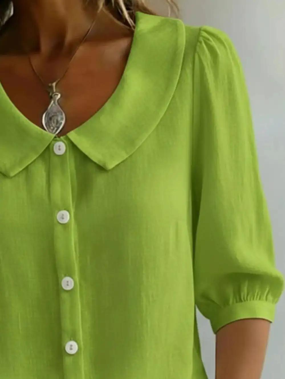 Peter Pan Collar Button Down Shirt Plus
