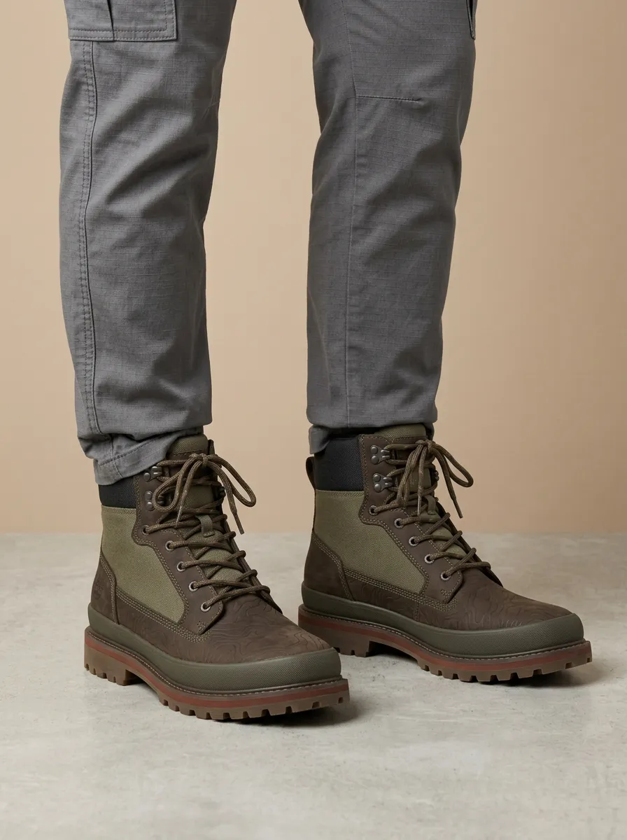 Unisex Casual Outdoor Hiking Topographic Print Work Boots