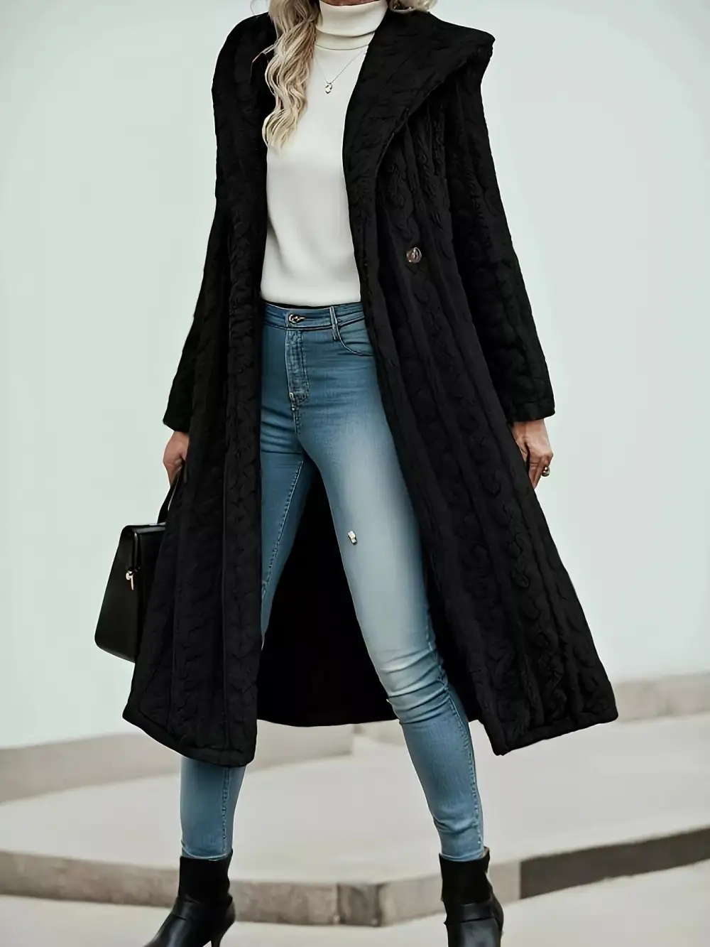Cozy Hooded Button Up Longline Outerwear