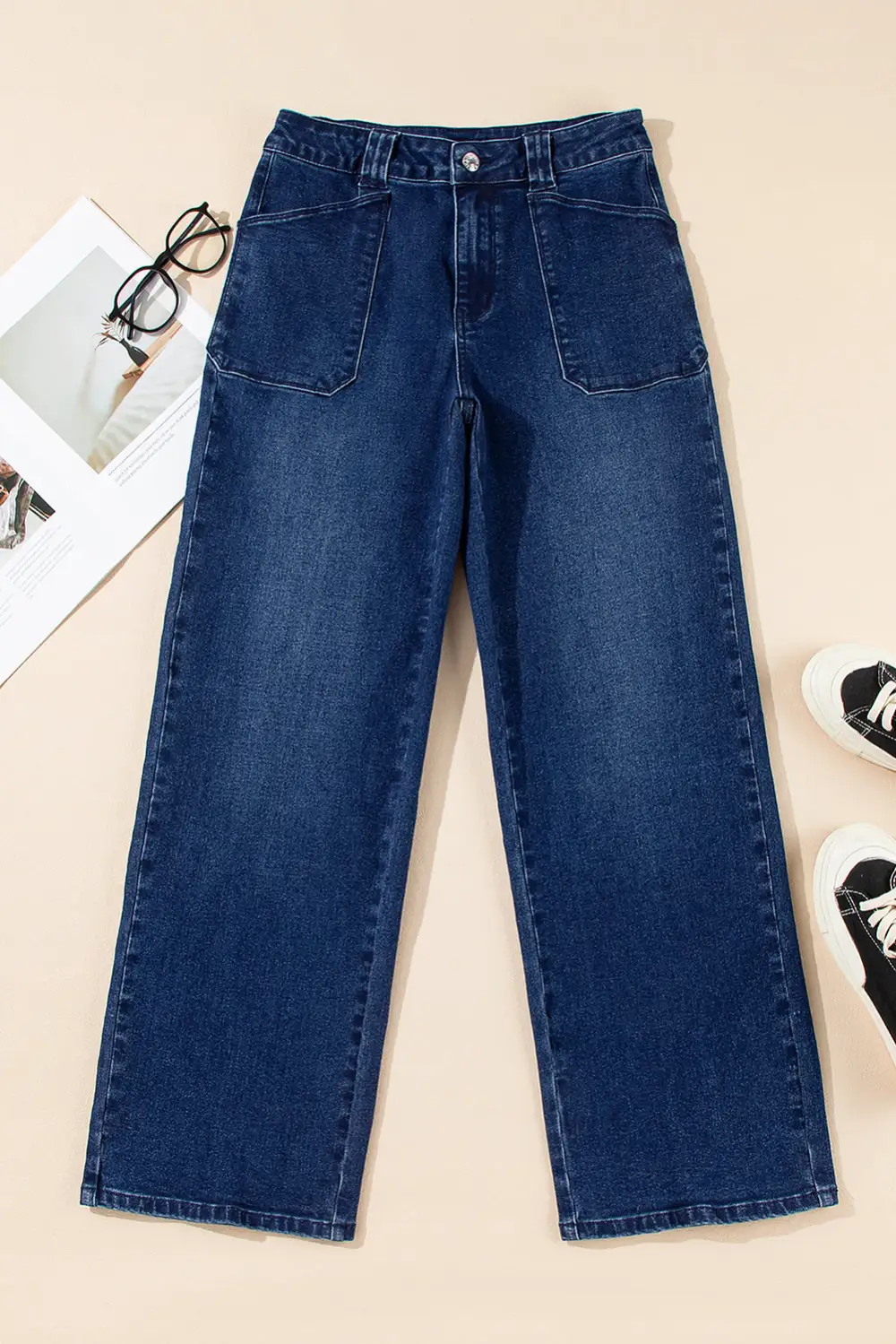 Refined Mid-Rise Pocketed Stretch Straight Leg Jeans
