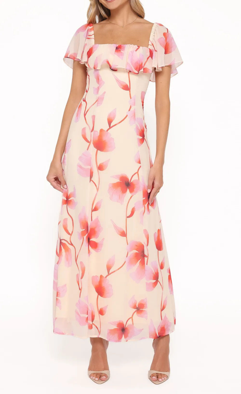 Ruffle Short Sleeve Maxi Dress