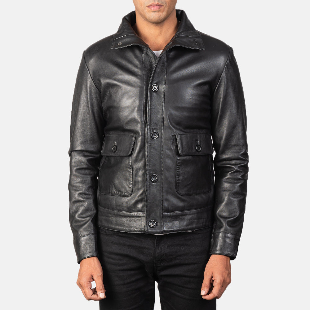 Men's Classic Outdoor Bomber Leather Jacket