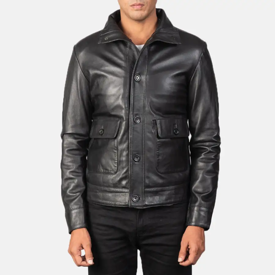 Men's Classic Outdoor Bomber Leather Jacket