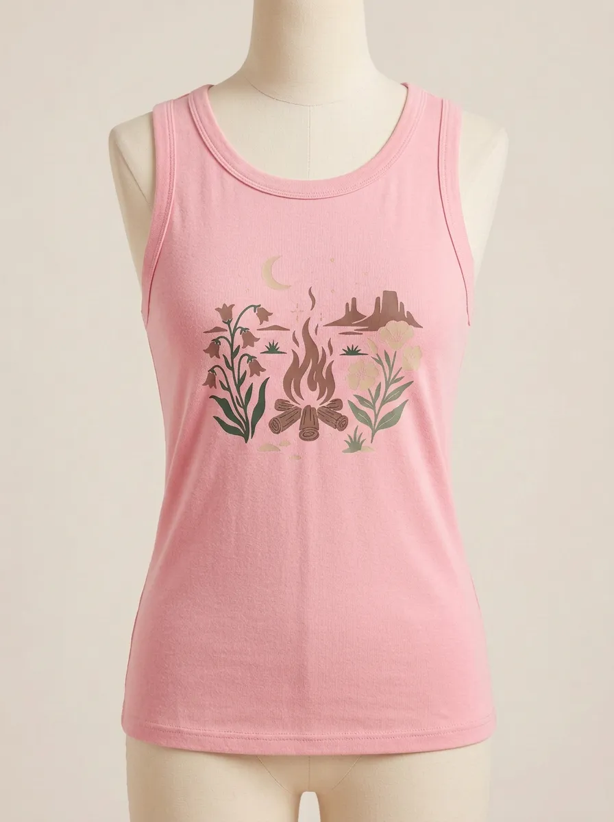 Floral Campfire Built-In Bra Tank Top