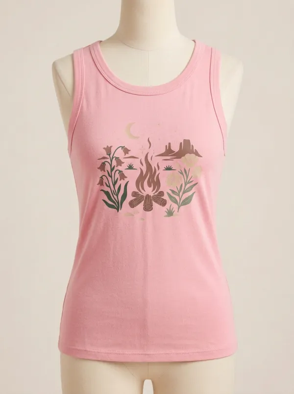 Floral Campfire Built-In Bra Tank Top
