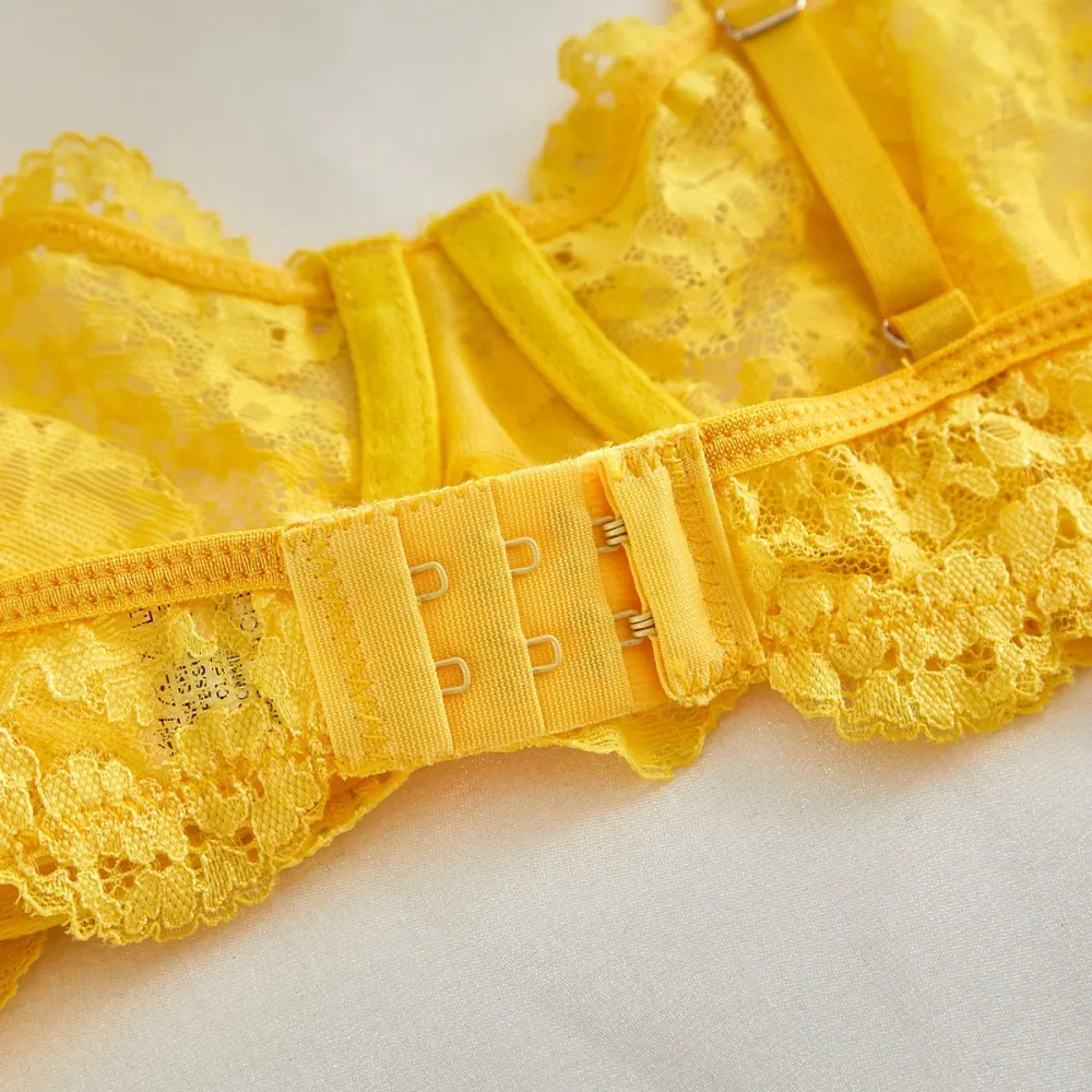 Sheer Lace Suspender Bra And Panty Set