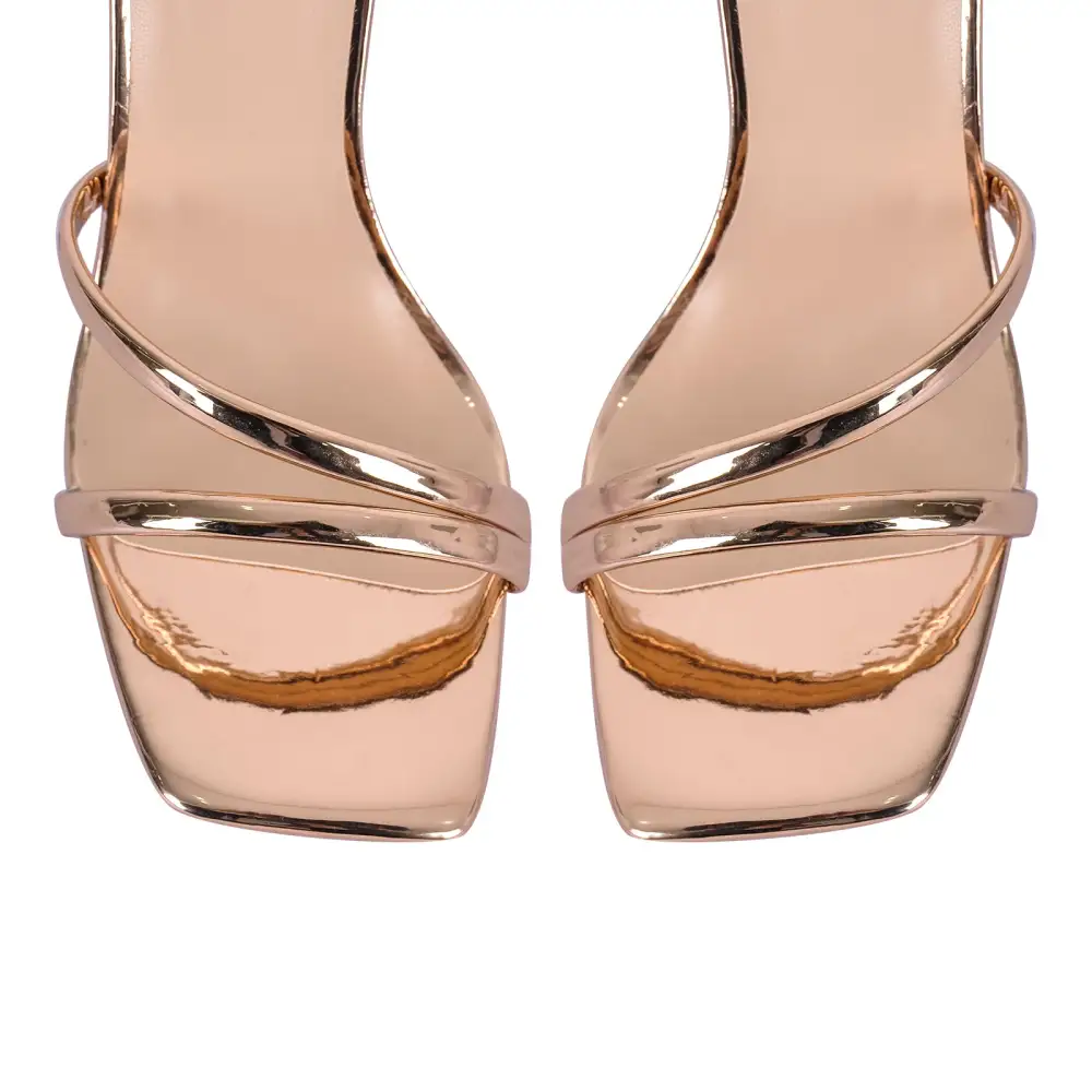 Square Toe Ankle Strap Clear Heel Sandals