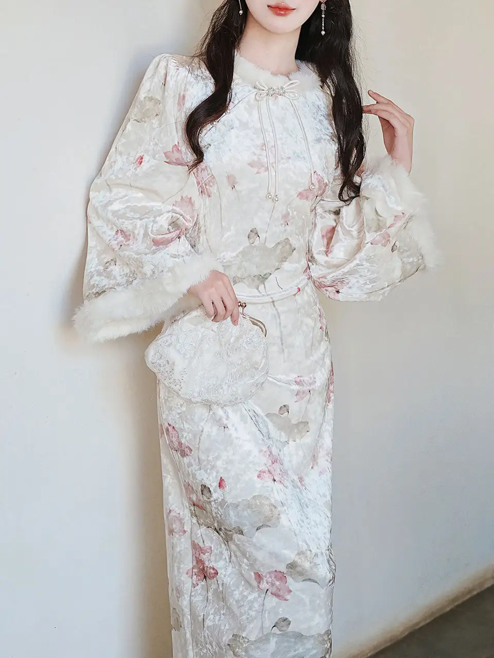 Velvet Cheongsam Cheongsam Maxi Dress