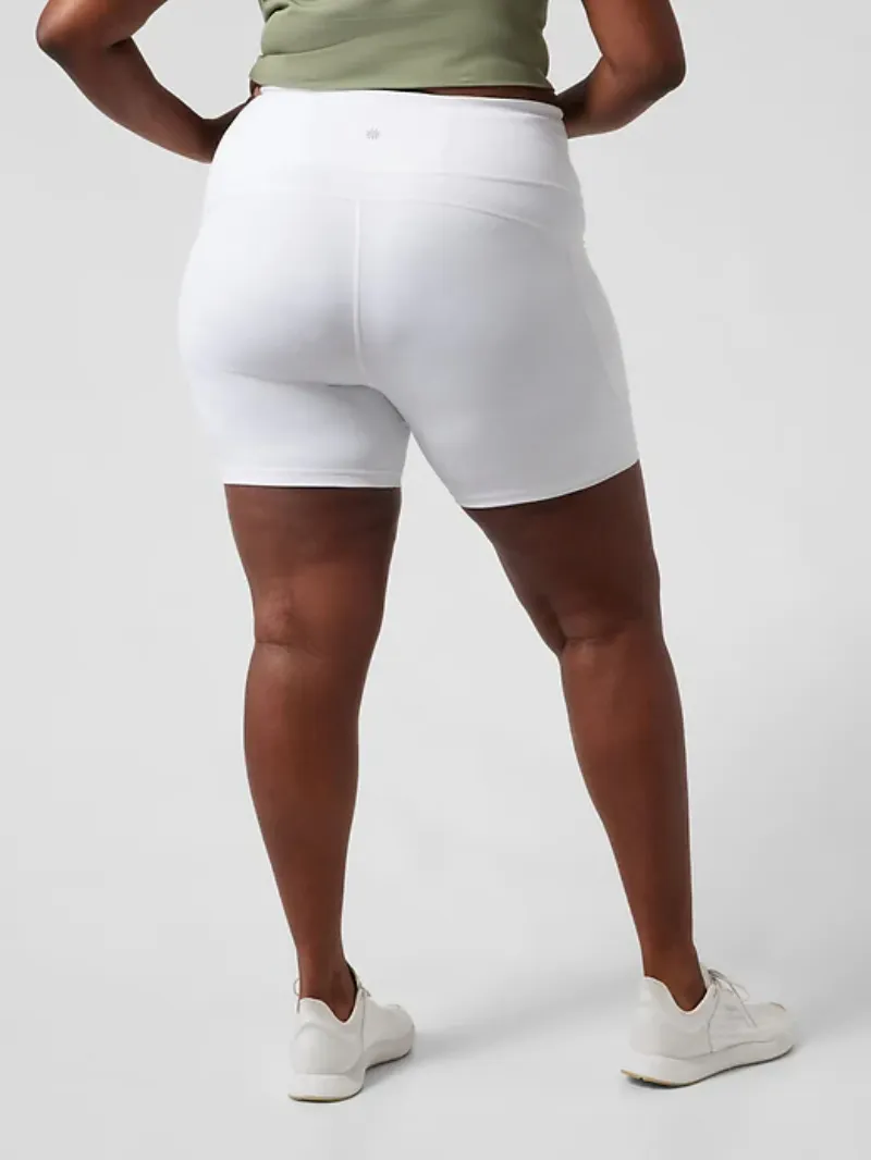 White Accented Biker Shorts For Chic Active Style
