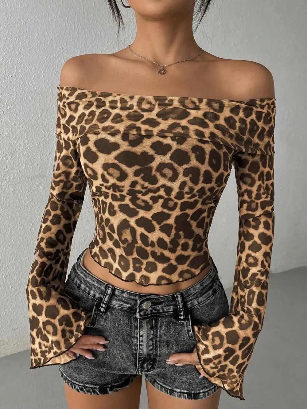 Off Shoulder Mesh Tee