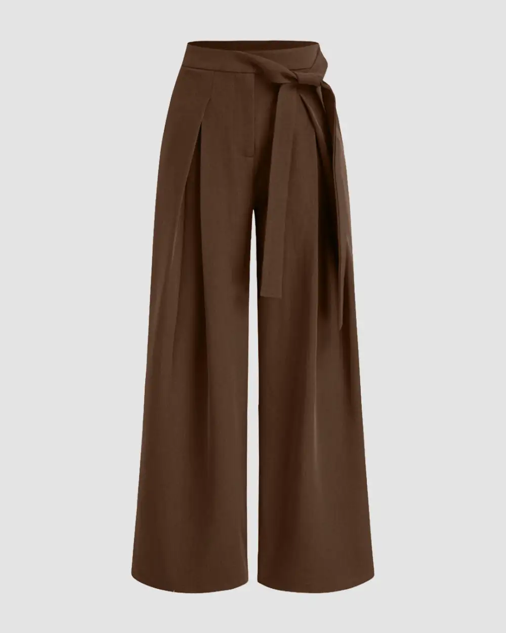 Pleated Mid Rise Straight Leg Trousers