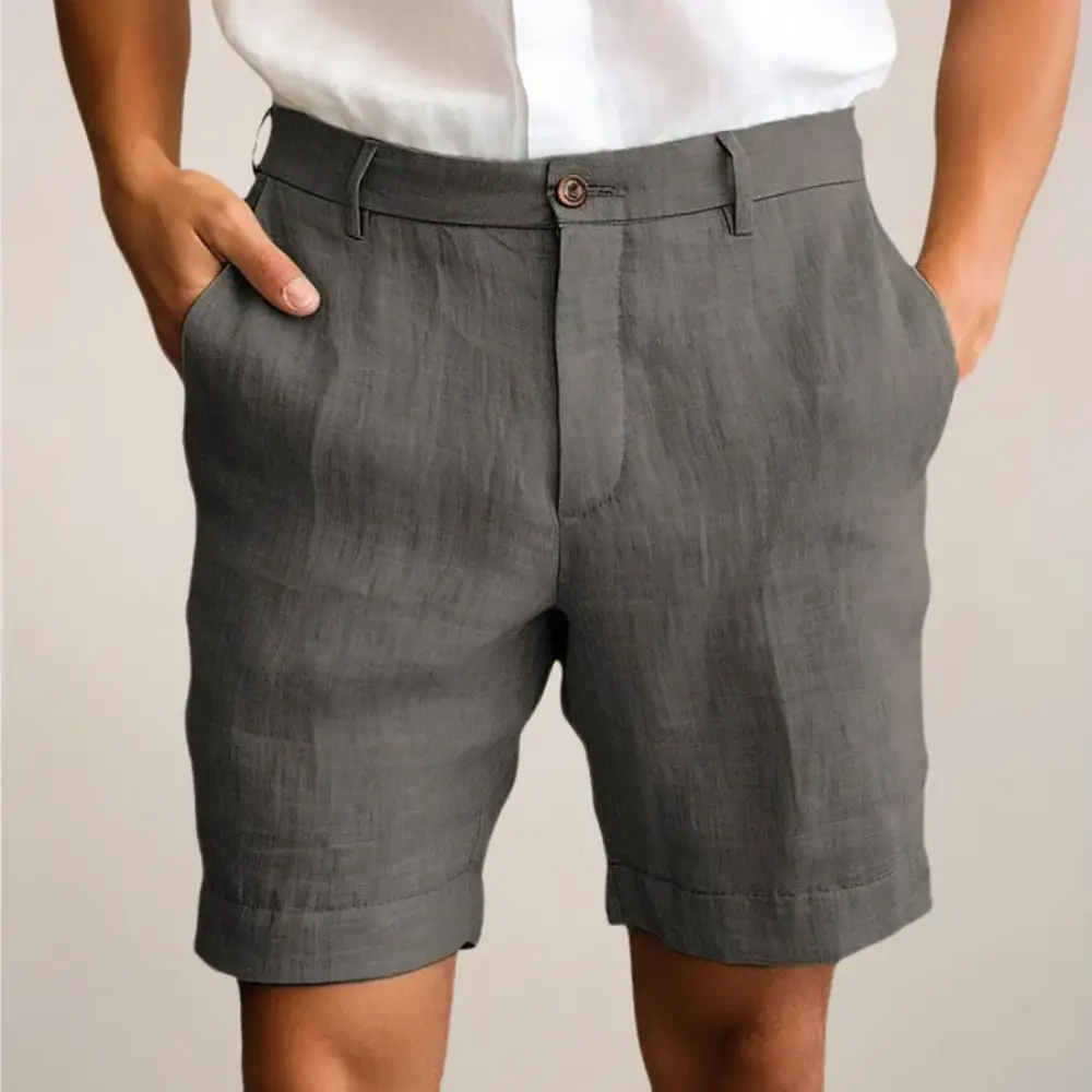 Men's Linen Blend Pleated Dress Shorts