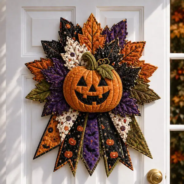 ✨🎃DIY Quilted Halloween Pumpkin Door Hanger Kit