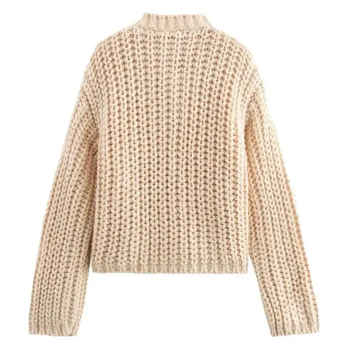 Button-Front Pocket Knit Coat