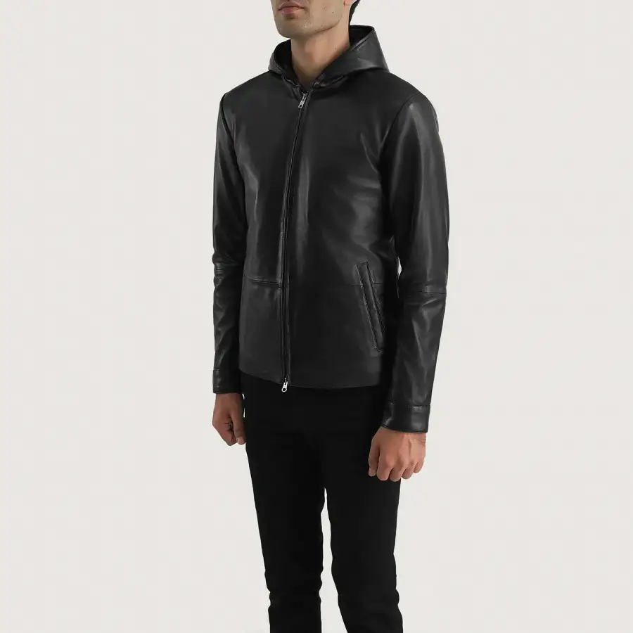 Men's Classic Hooded Leather Jacket