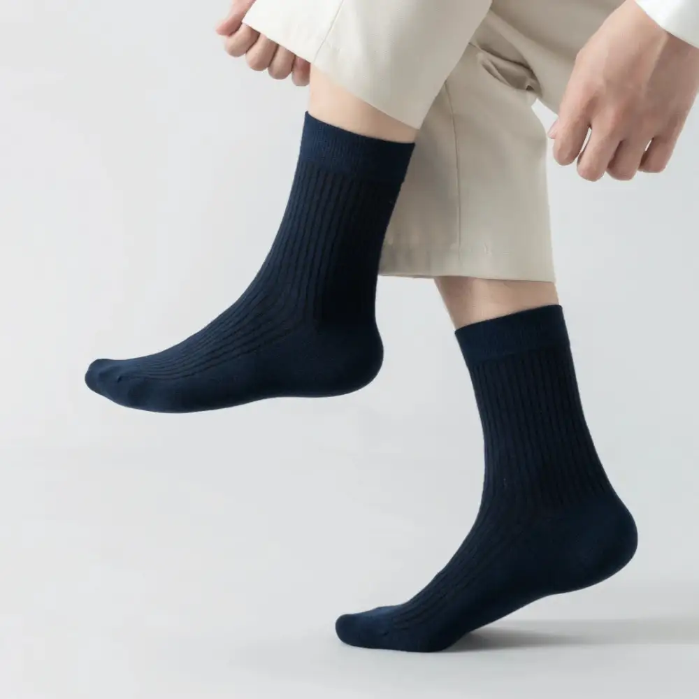 Cotton Ribbed Crew Socks