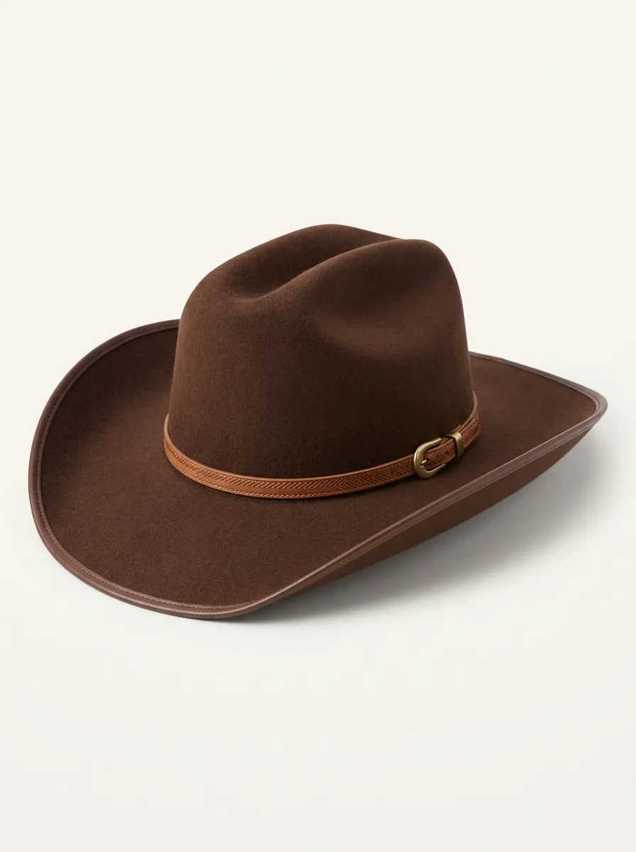 Refined Western Brown Hat with Simple Band