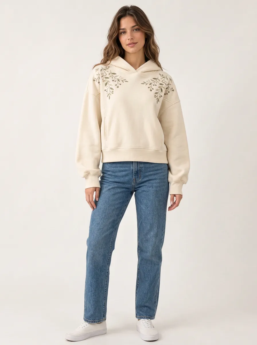 Versatile Layer Women's Botanical Floral Branch Graphic Nature Inspired Hoodie