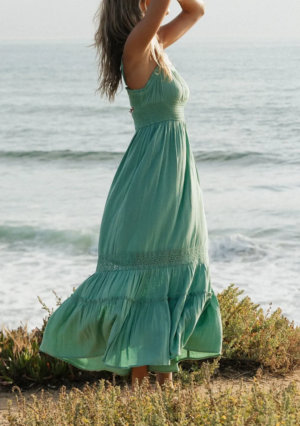 Ruffle Cutout Back Maxi Dress