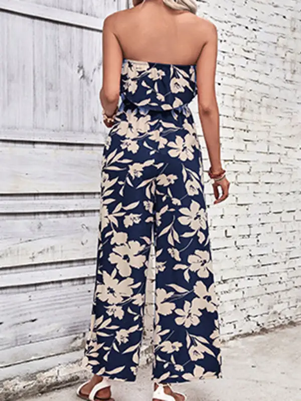 Tube Top Printed Tight Jumpsuit