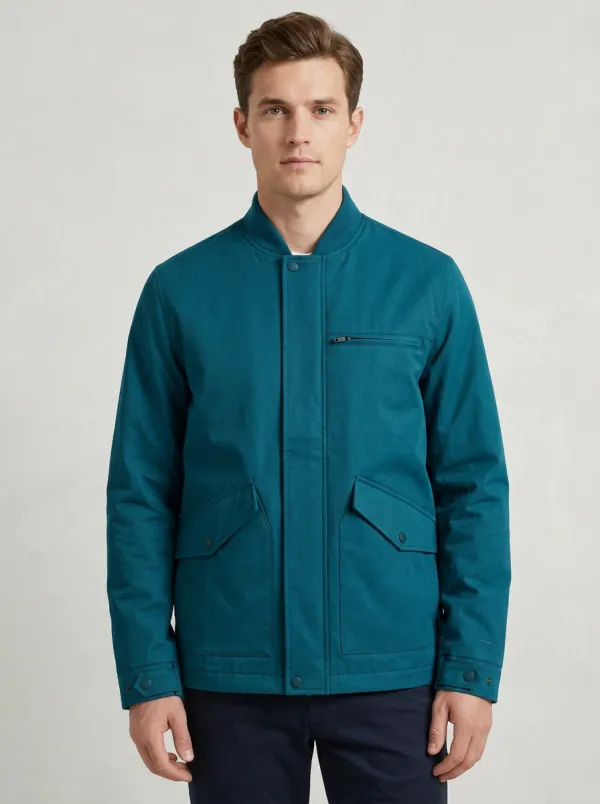 Men's Casual Olive Green Utility Bomber Jacket