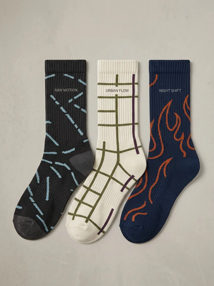 Grid Flame Casual Sock Set