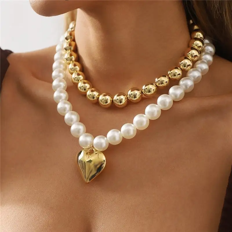 Layered Bead Pendant Necklace
