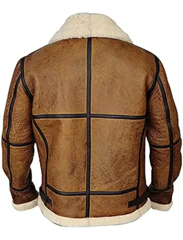 Bomber Shearling Distressed Leather Jacket