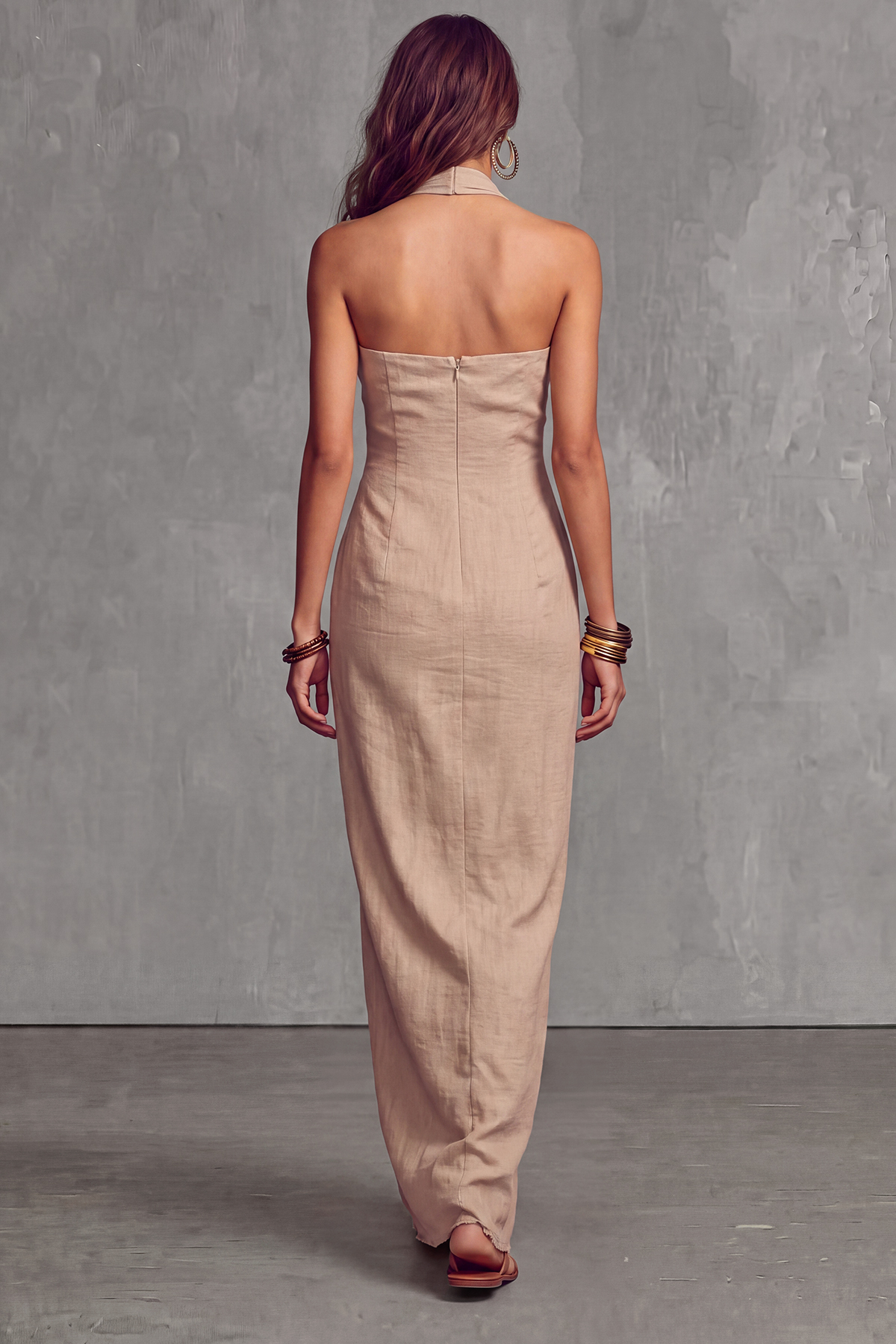 Halter Neck Sleeveless Maxi Dress