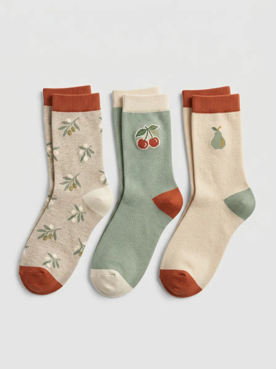 Everyday Fruit Women's Three-Pair Crew Socks