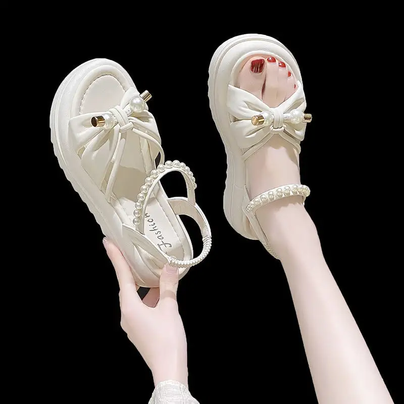 Pearl Detail Flat Sandals
