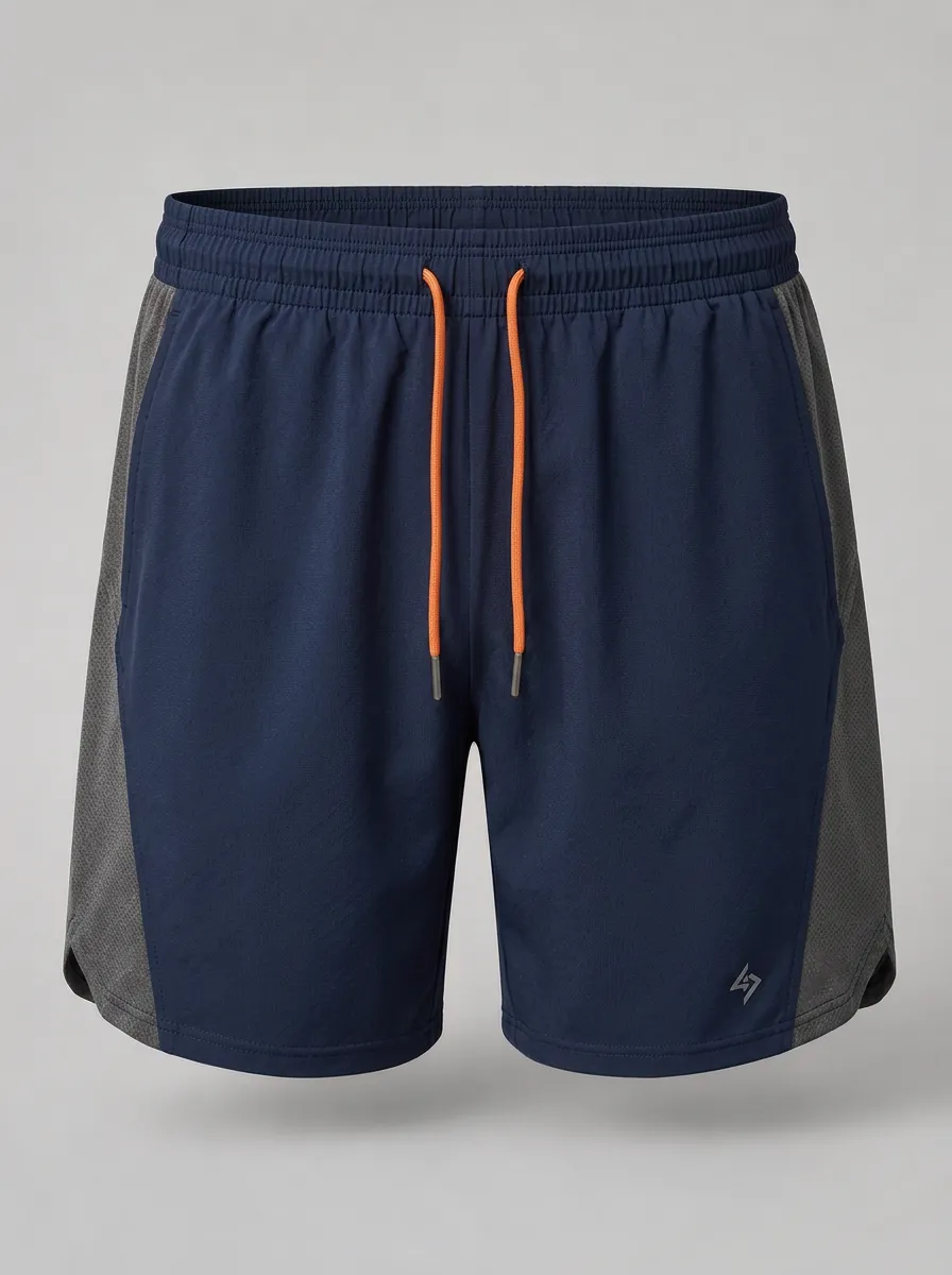 Men's Athletic Training Contrast Mesh Panel Drawstring Shorts