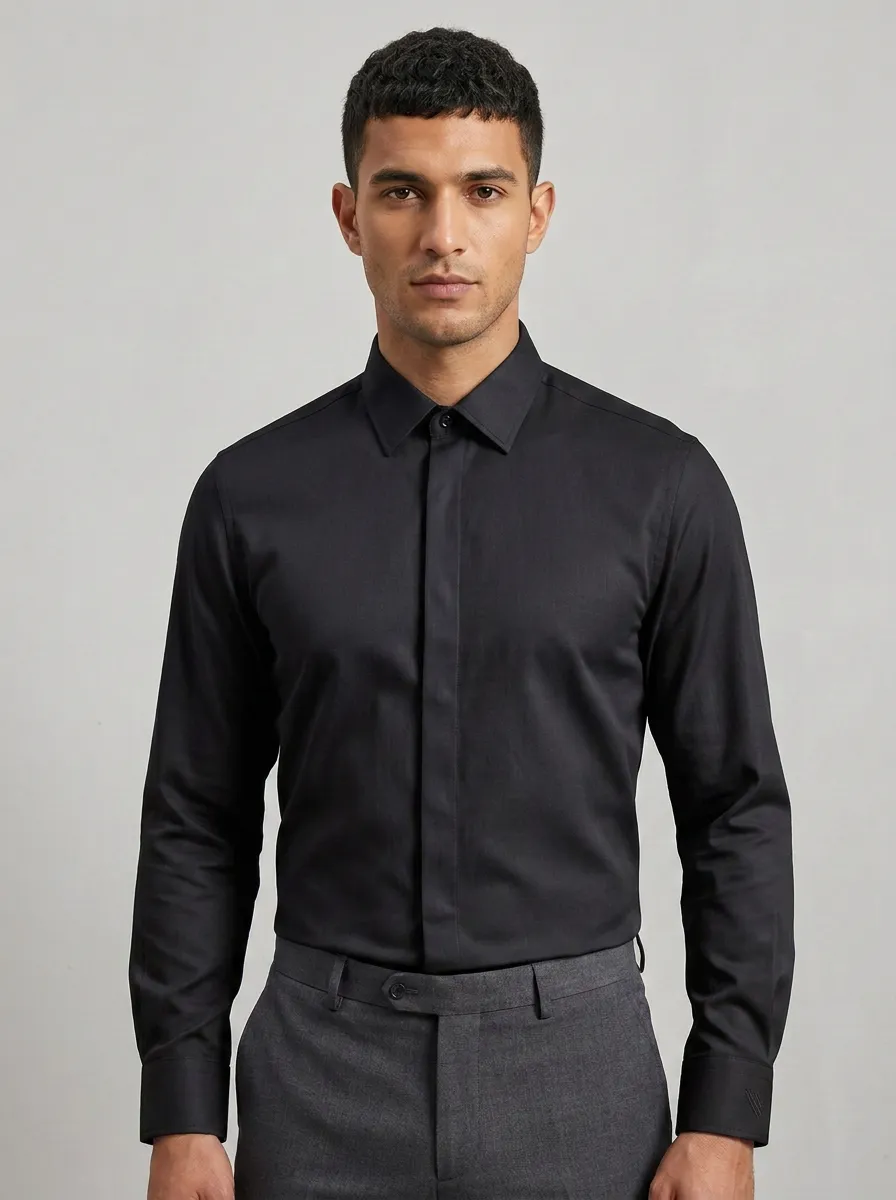 Men's Non-Iron Cotton Light Blue Formal Dress Shirt