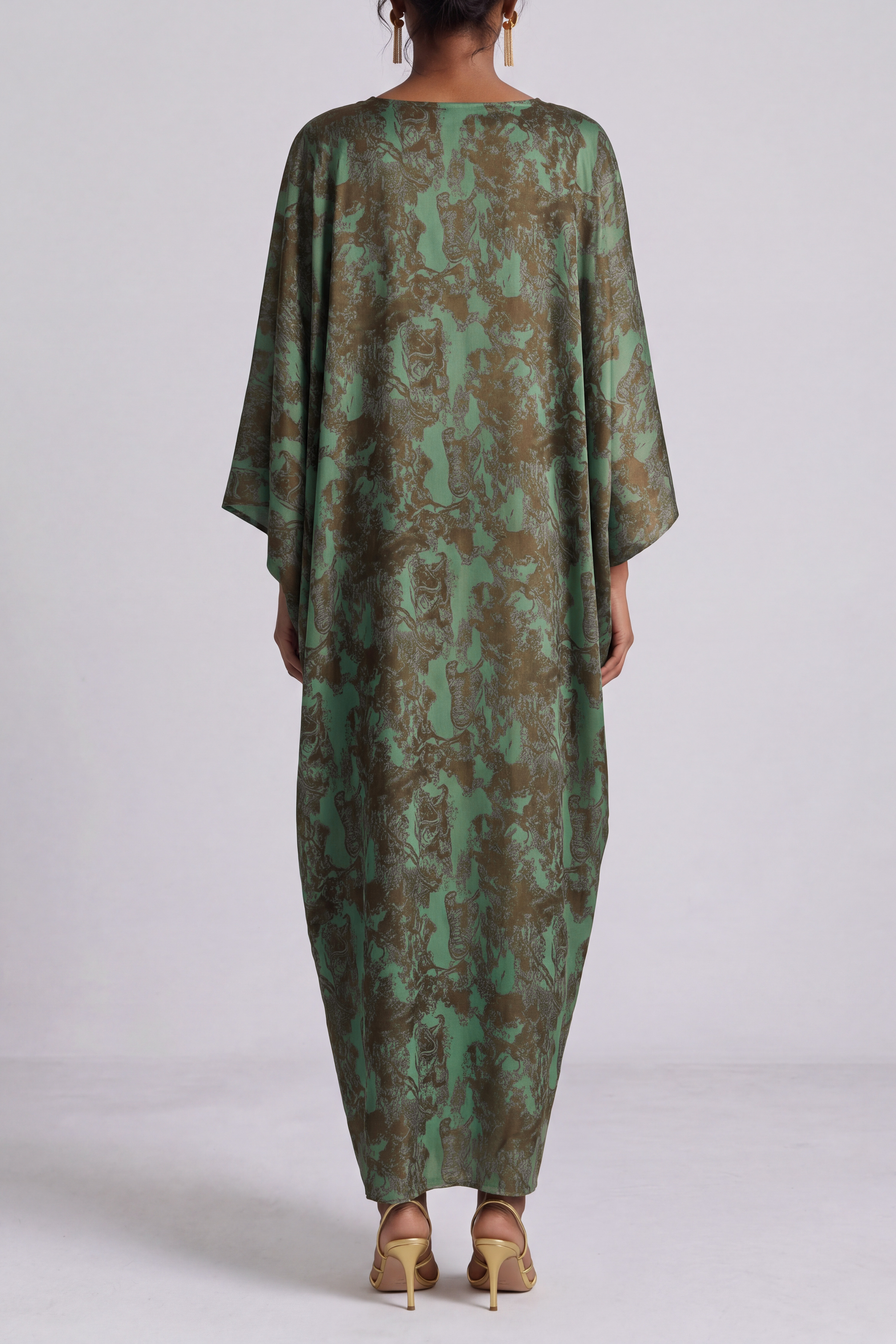 Batwing Sleeve Printed Maxi Dress