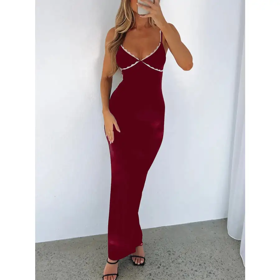 Lace Detail Slim Fit Bodycon Maxi Dress