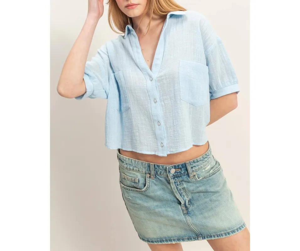 Textured Button-Up Shirt