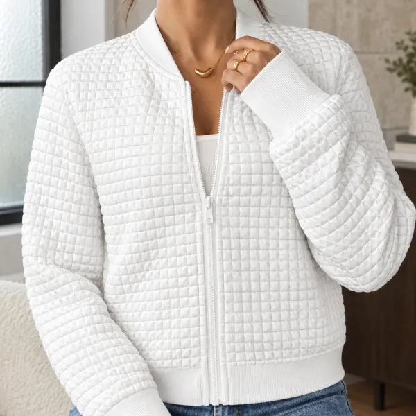 Quilted Ribbed Trim Jacket