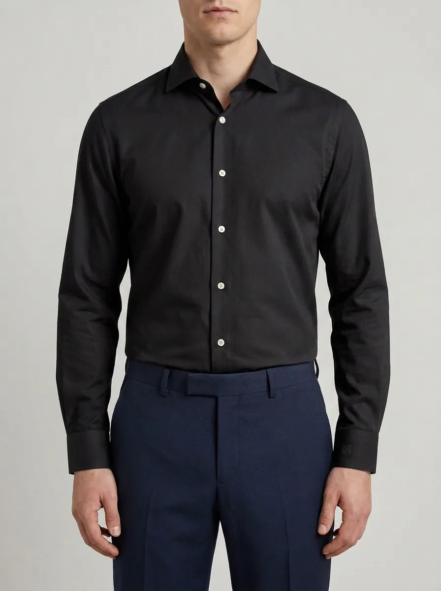 Men's Non-Iron Cotton Solid White Long Sleeve Dress Shirt