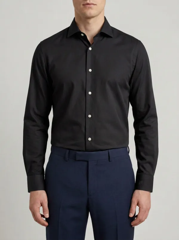 Men's Non-Iron Cotton Solid White Long Sleeve Dress Shirt