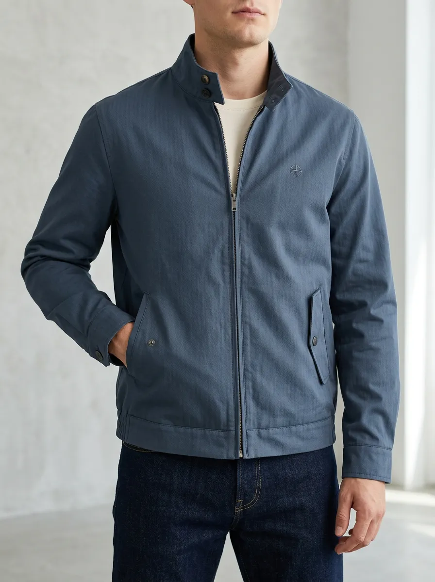 Men's Casual Minimalist Logo Embroidered Zip-Up Jacket