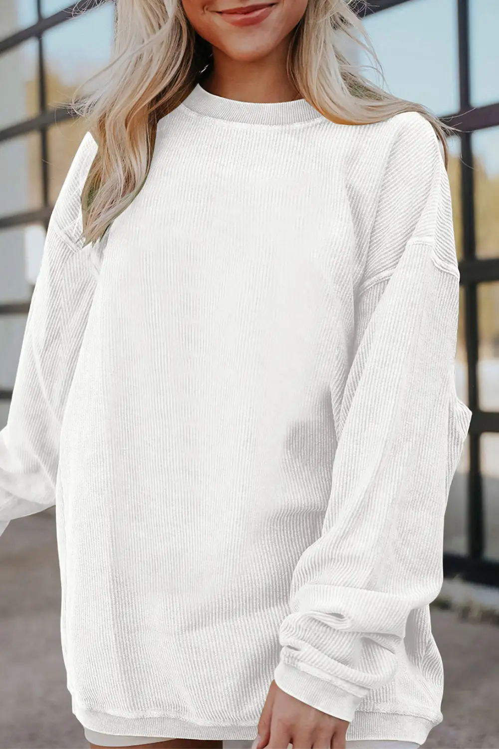 Easygoing Relaxed Ribbed Sweatshirt