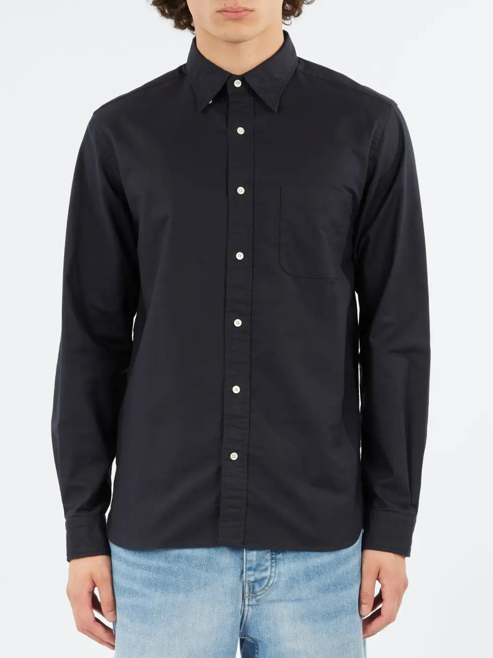 Men's Chest Pocket Curved Hem Shirt