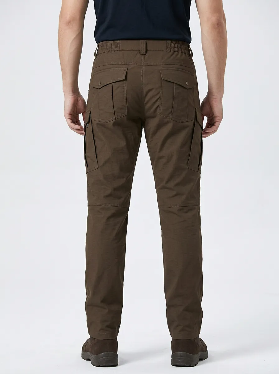 Men's Tactical Outdoor Brown Multi-Pocket Cargo Pants