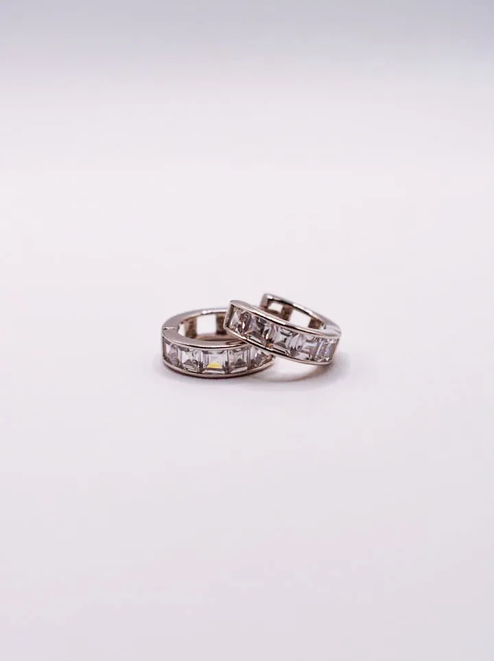 Crystal Accent Cubic Hoop Earrings