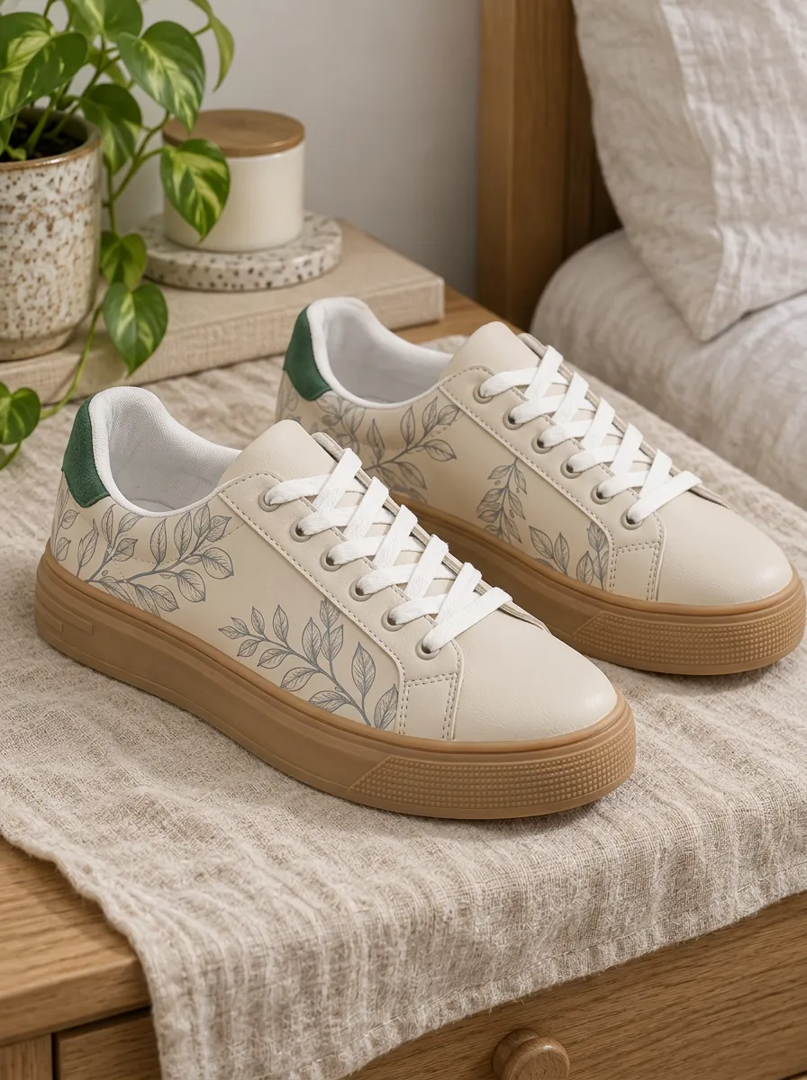 Women's Versatile Botanical Nature Lover Leaf Skate Shoes
