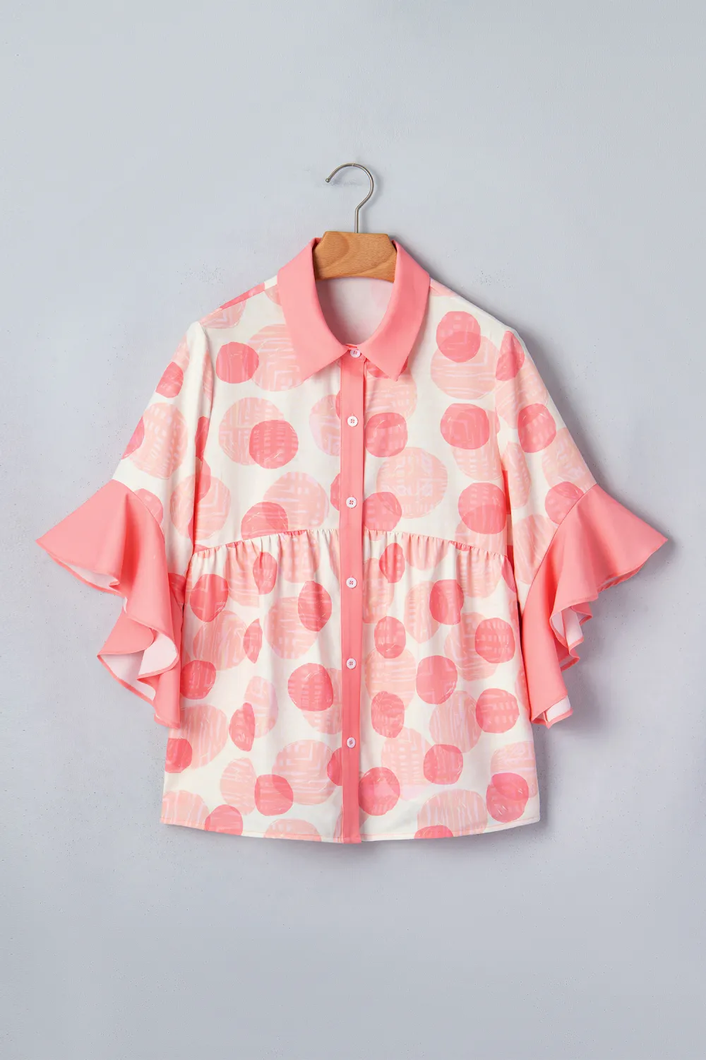 Pink Double Polka Dot Printed Shirt